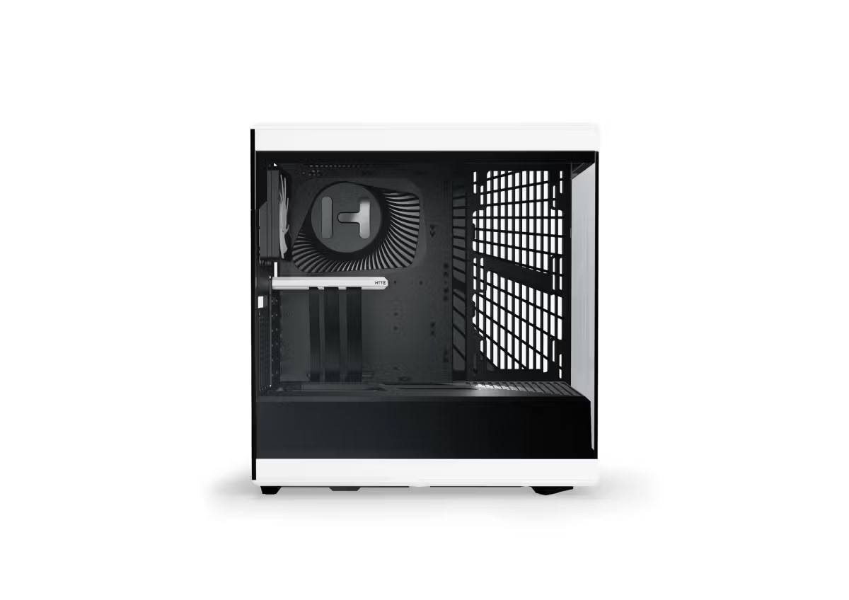 Alternative view of HYTE Y40 Black and White with 2 Fans and Gen 4.0 Riser Cable